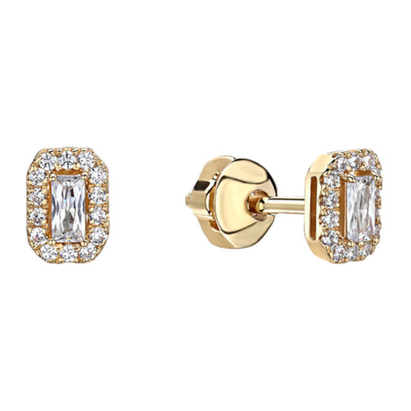 Серьги из желтого золота 585 пробы с фианитами 01С1314859