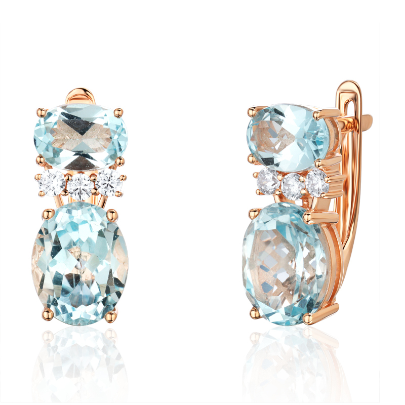 Серьги из красного золота 585 пробы с топазами и фианитами 01С3116982-1