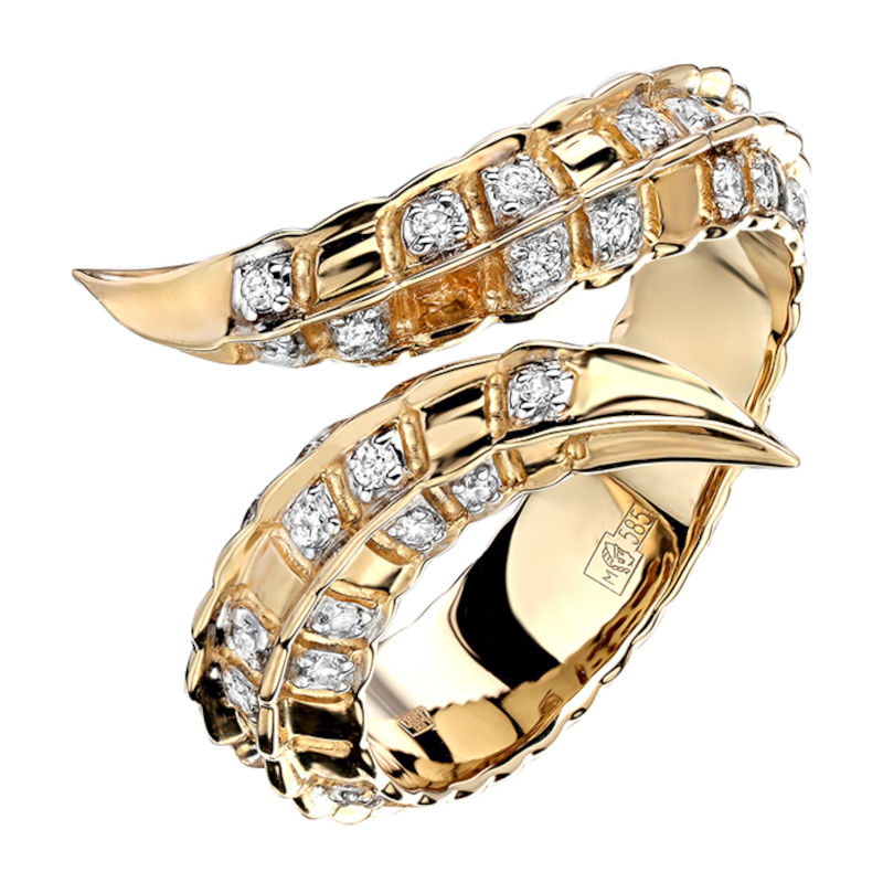 Кольцо из желтого золота 585 пробы с бриллиантами 01К6313334