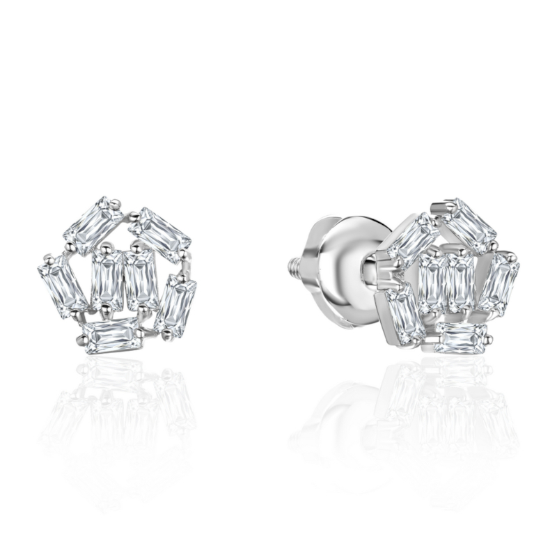 Серьги из белого золота 585 пробы с фианитами 01С1214880