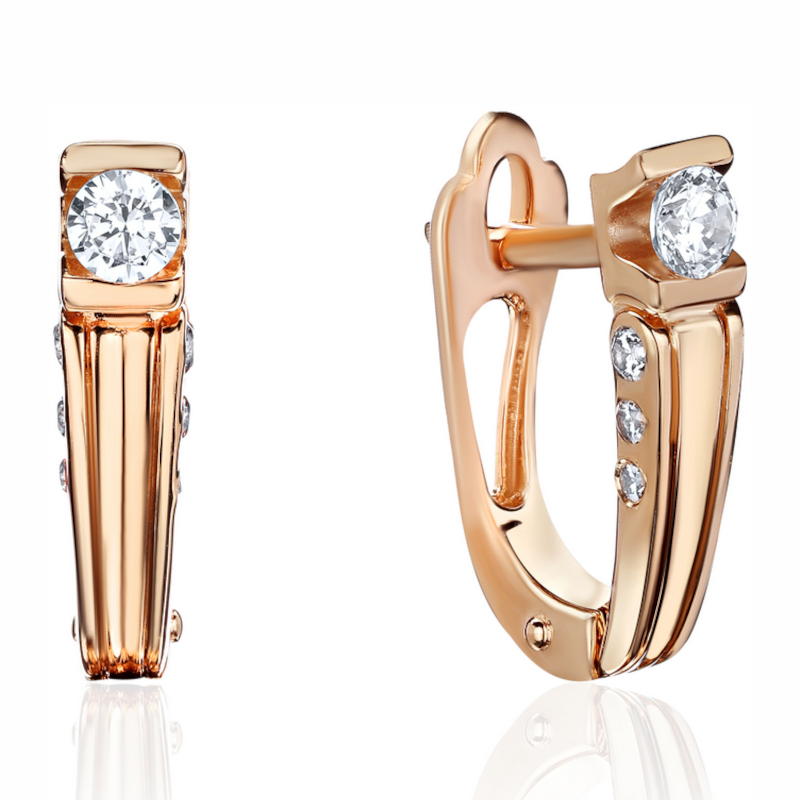 Серьги из красного золота 585 пробы с фианитами 01С1116033