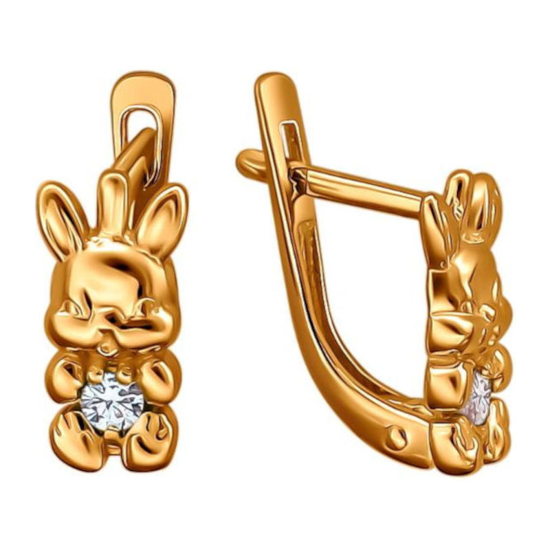 Серьги из красного золота 585 пробы с фианитами 01С1112763