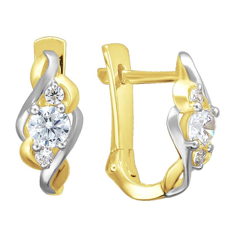 Серьги из желтого золота 585 пробы с фианитами 01С1313408Р