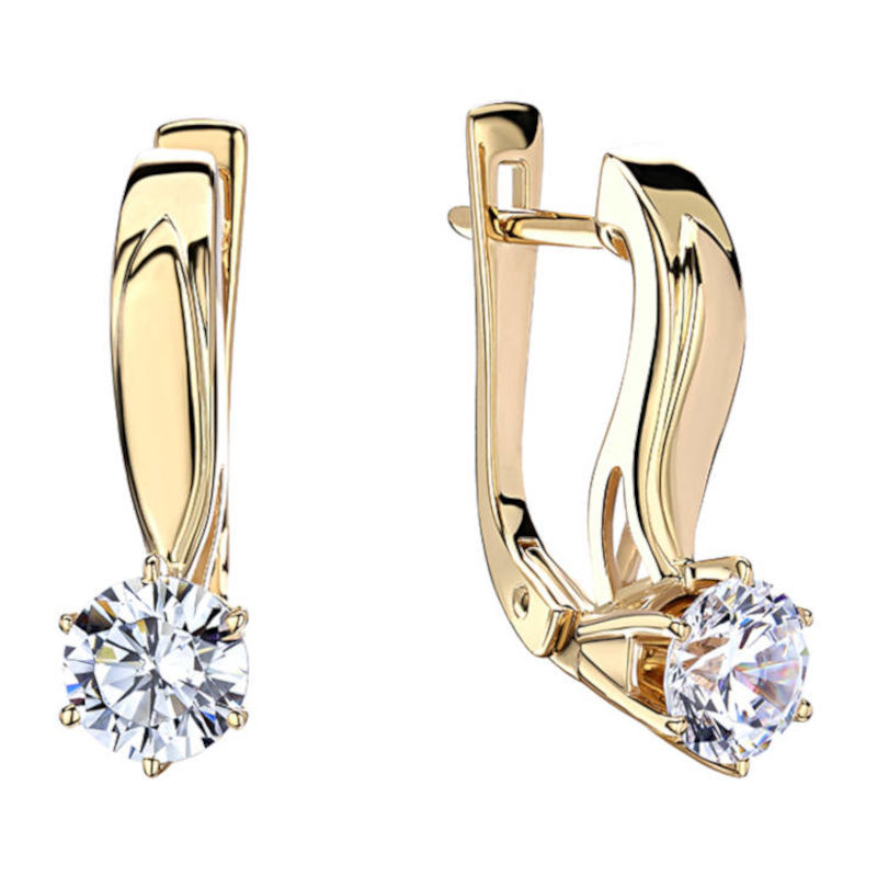 Серьги из желтого золота 585 пробы с фианитами 01С1313509
