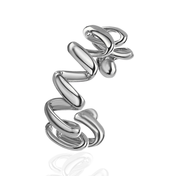 Серьга кафф без прокола из платины 585 пробы без вставок 01С0916925-585