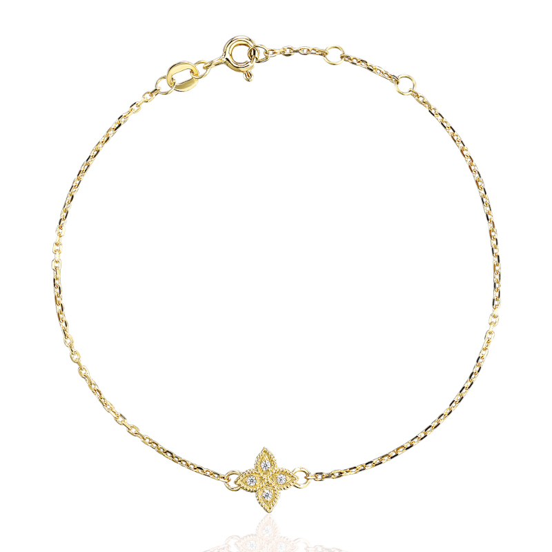 Браслет из желтого золота 585 пробы с фианитами 01Б133522