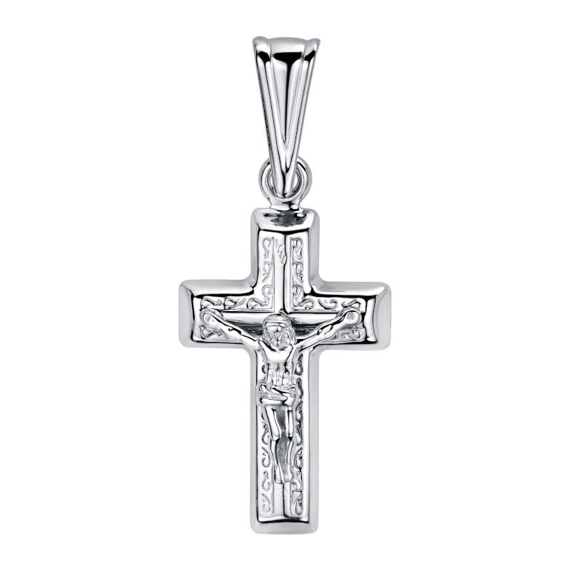 Крест нательный из белого золота 585 пробы без вставок 01Р020828