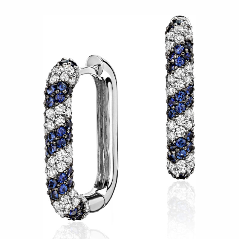 Серьги из белого золота 585 пробы с сапфирами и бриллиантами 01С6214727-2