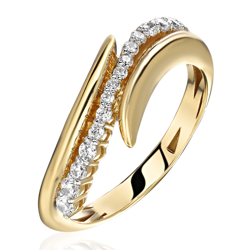 Кольцо из желтого золота 585 пробы с фианитами 01К1316818Р