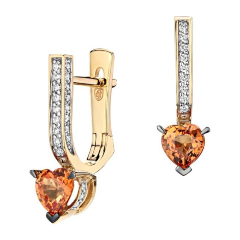 Серьги из желтого золота 585 пробы с сапфирами и бриллиантами 01С6312971-1