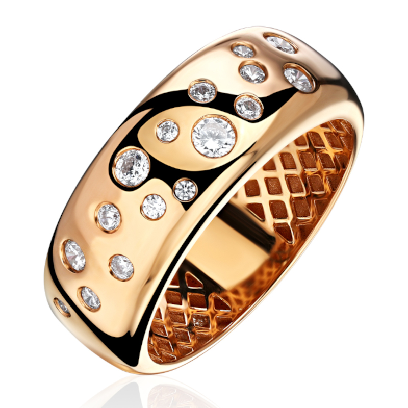 Кольцо из красного золота 585 пробы с фианитами 01К1115657