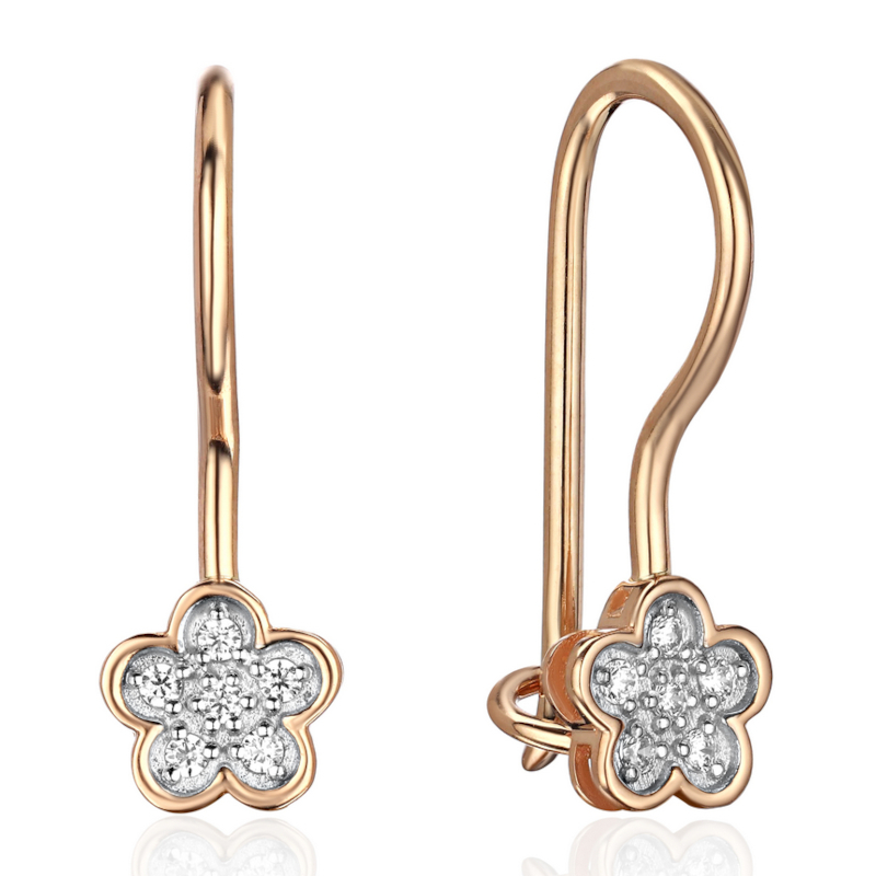 Серьги из красного золота 585 пробы с фианитами 01С1117011Р