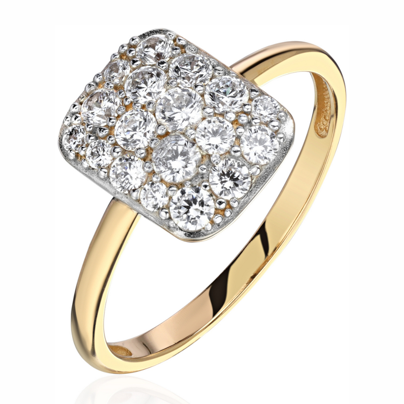 Кольцо из желтого золота 585 пробы с фианитами 01К1315869Р