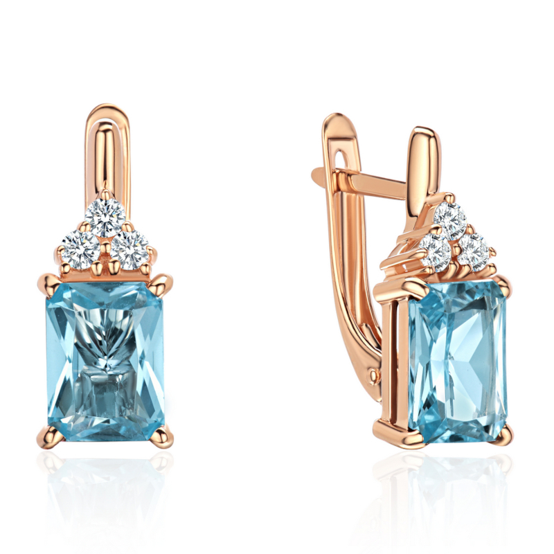 Серьги из красного золота 585 пробы с топазами и фианитами 01С3115375-2