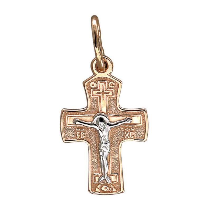Крест нательный из красного золота 585 пробы без вставок 01Р010844