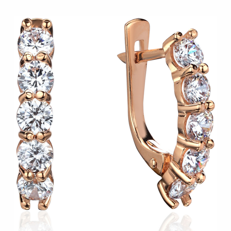 Серьги из комбинированного золота 585 пробы с фианитами 01С1615626