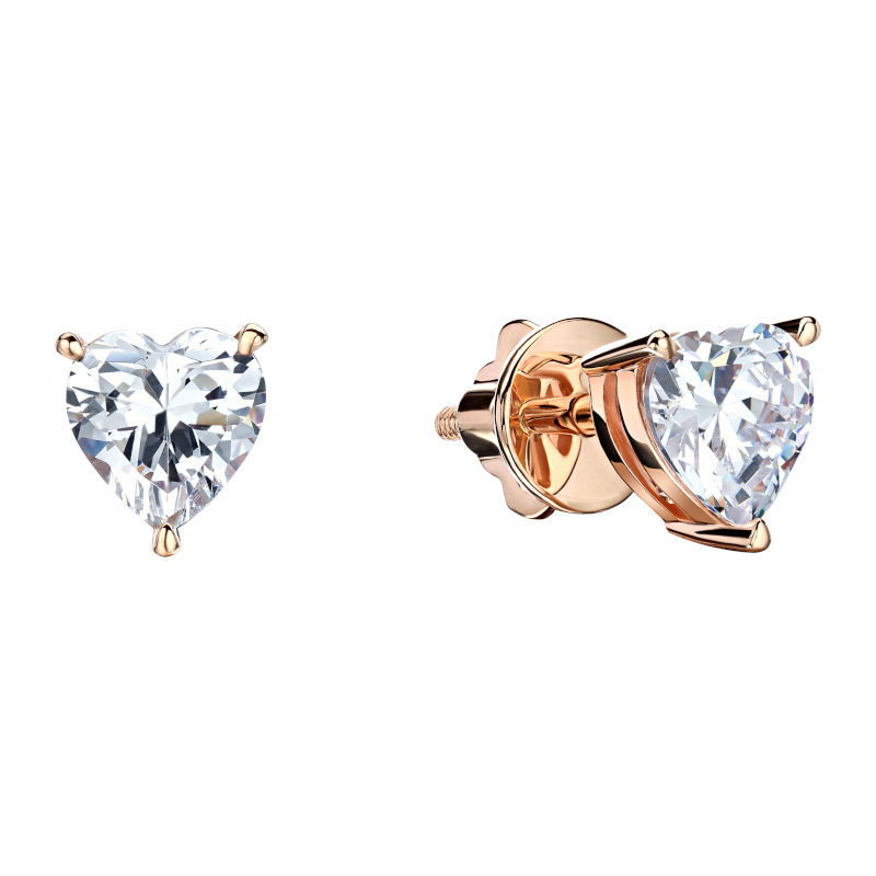 Серьги из красного золота 585 пробы с фианитами 01С1115008