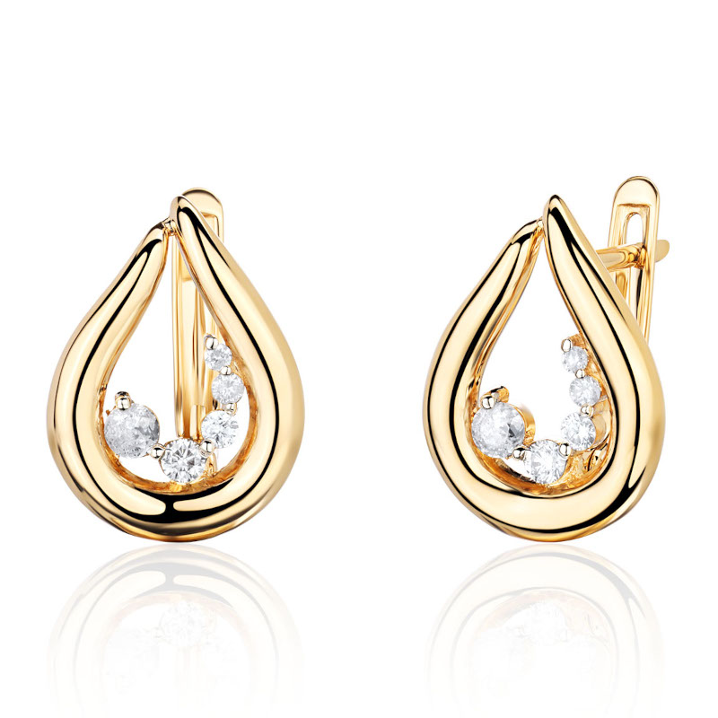 Серьги из желтого золота 585 пробы с бриллиантами 01С6316888Р