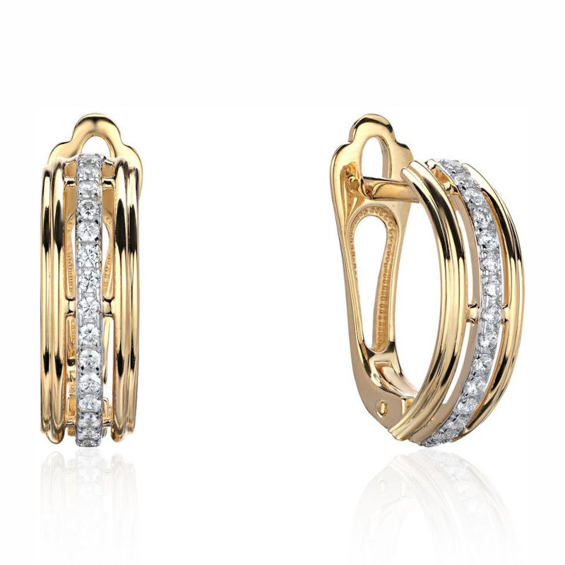 Серьги из желтого золота 585 пробы с фианитами 01С1314591Р Серьги из желтого золота 585 пробы с фианитами 01С1314591Р