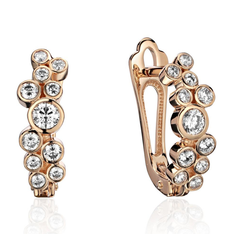 Серьги из красного золота 375 с фианитами 01С1114632S
