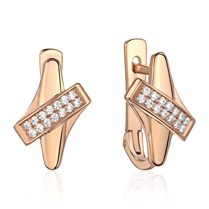 Серьги из красного золота 585 пробы с фианитами 01С116975