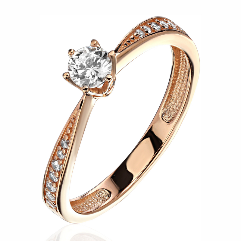 Кольцо из красного золота 585 пробы с фианитами 01К1114610Р