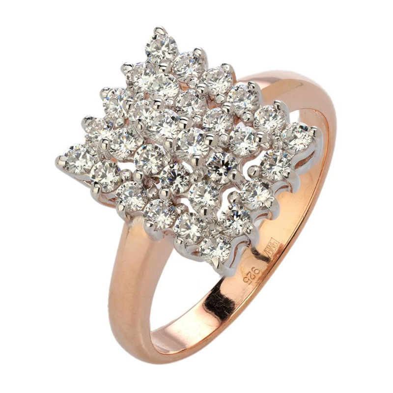 Кольцо из золоченого серебра 925 пробы с фианитами 01К1514748РА