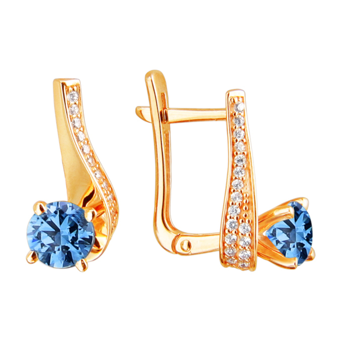Серьги из красного золота 585 пробы с фианитами 01С2110963-8