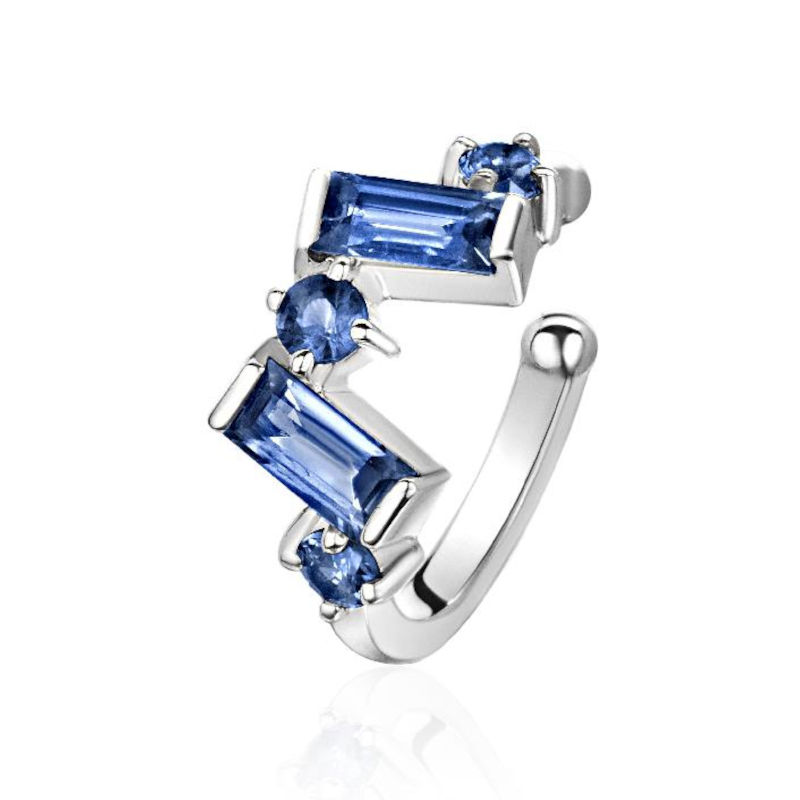 Серьга Одиночная из белого золота 585 пробы с сапфирами 01С5217287-1