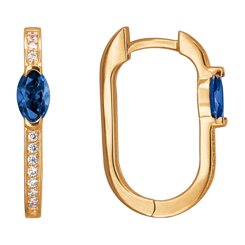 Серьги из красного золота 585 пробы с синт. шпинелью и фианитами 01С2112336-2