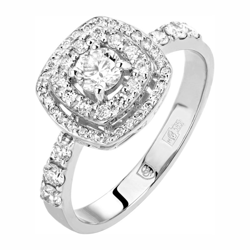 Кольцо из белого золота 750 пробы с бриллиантами 01К6714333