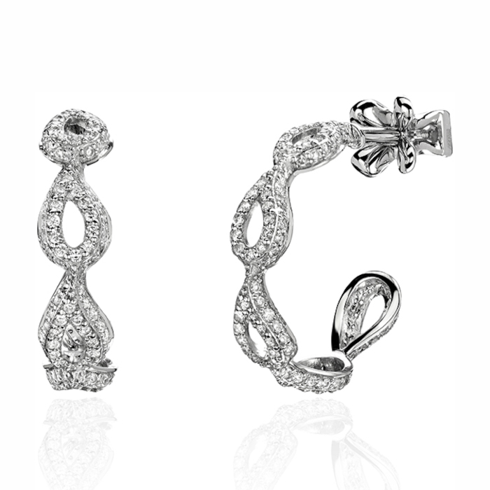 Серьги из белого золота 585 пробы с бриллиантами 01С6214487