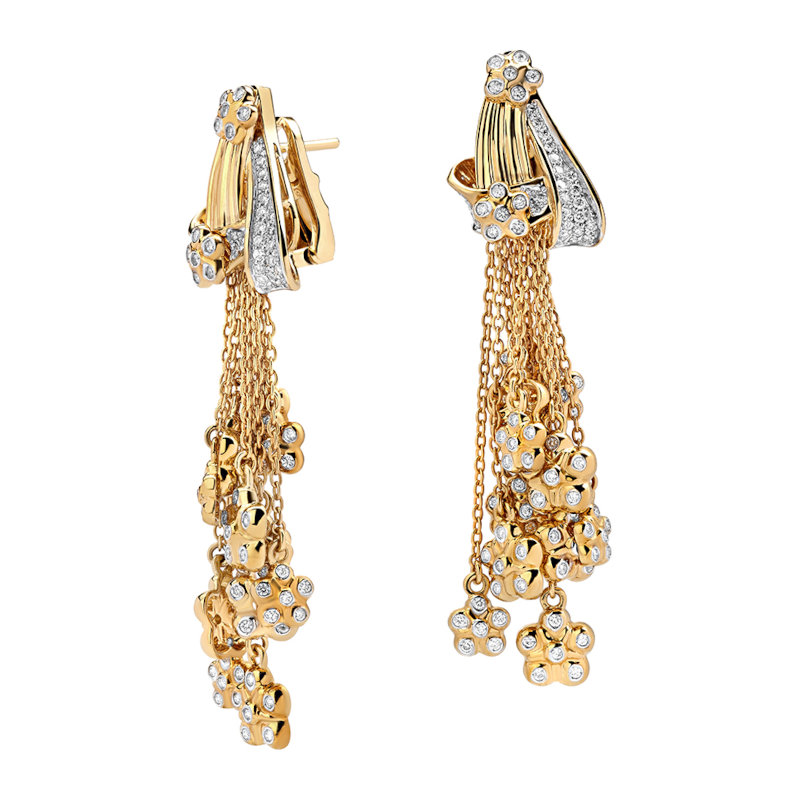 Серьги из желтого золота 585 пробы с бриллиантами 01С6313197