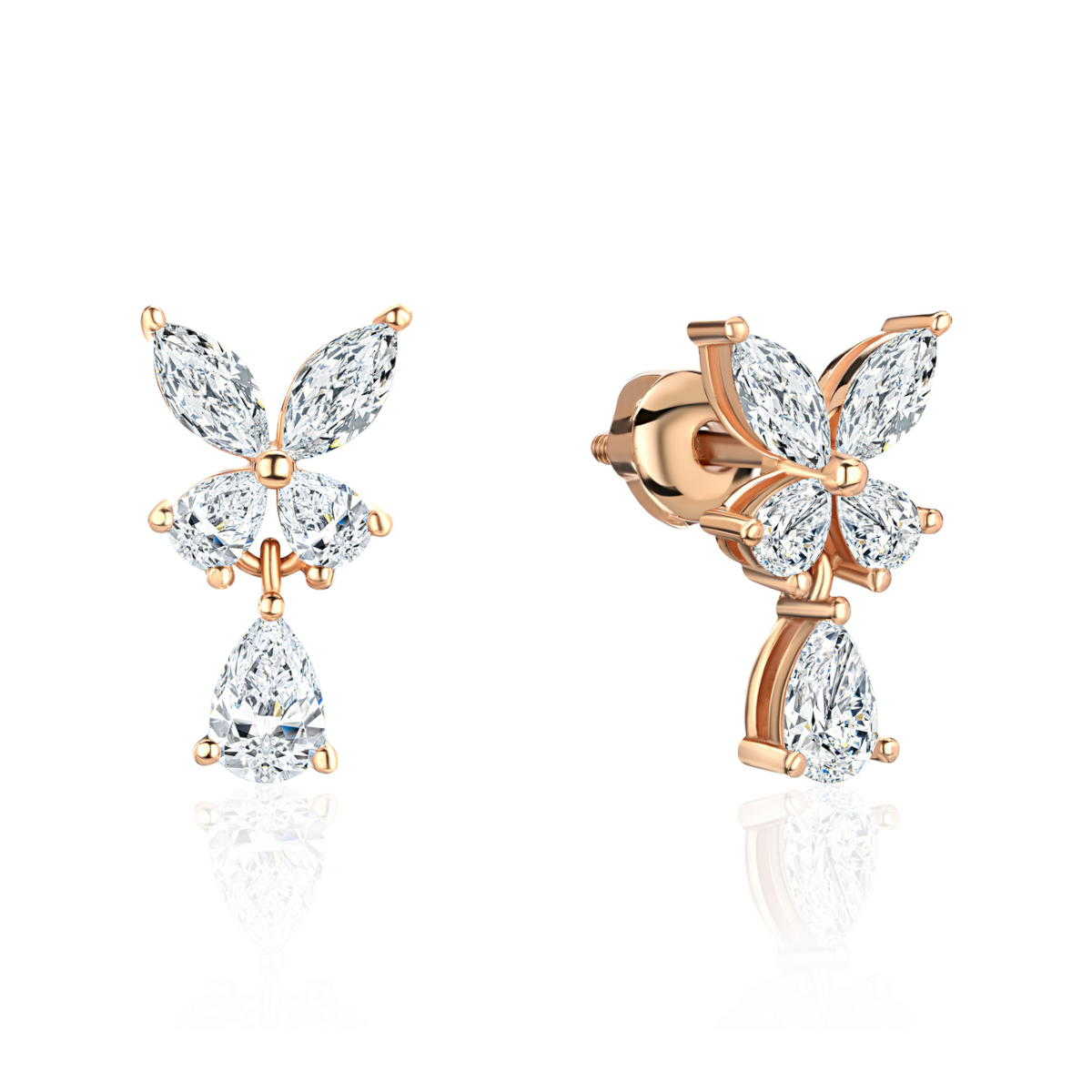Серьги из красного золота 585 пробы с фианитами 01С1115310 Серьги из красного золота 585 пробы с фианитами 01С1115310