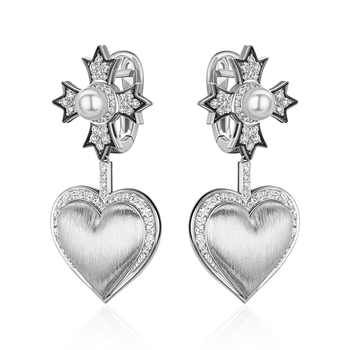 Серьги из белого золота 585 пробы 01С6215898ЧР-1