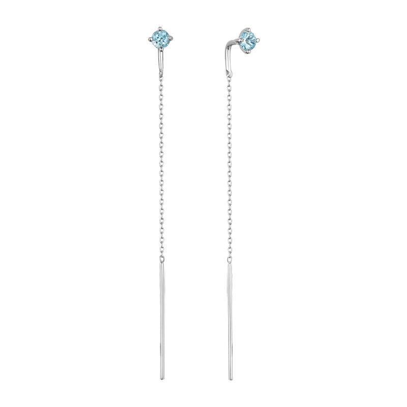 Серьги из белого золота 585 пробы с топазами 01С3216517-1