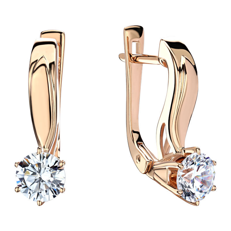 Серьги из красного золота 585 пробы с фианитами 01С1114609