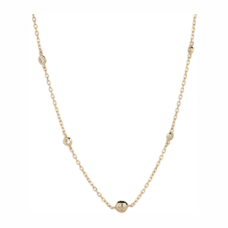 Колье из желтого золота 585 пробы с фианитами 01Л131917