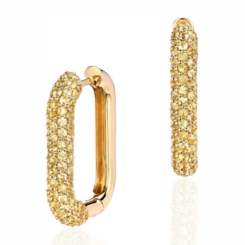 Серьги из желтого золота 585 пробы с сапфирами 01С5313627-3
