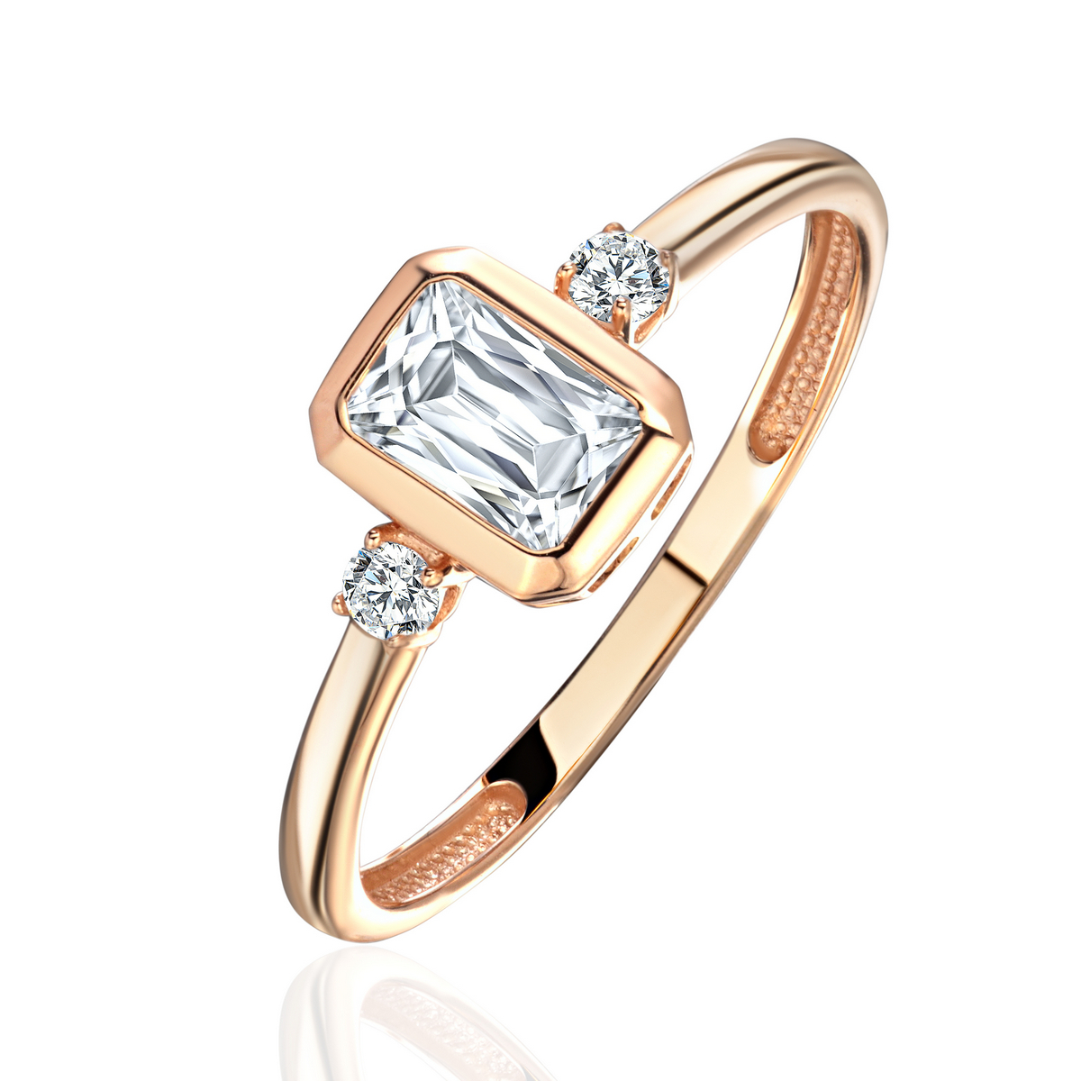 Кольцо из красного золота 585 пробы с фианитами 01К1116872Р