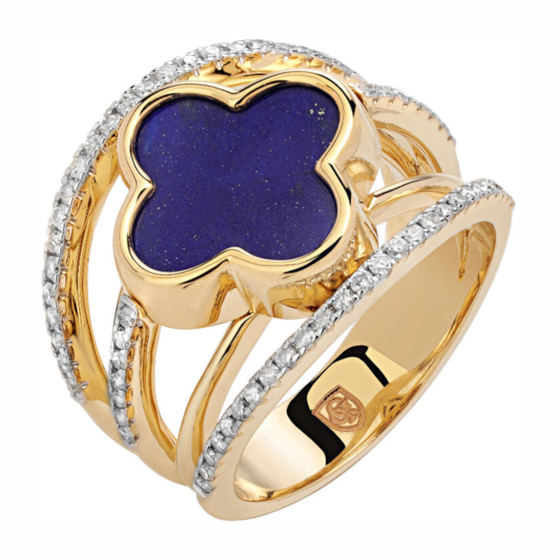 Кольцо из желтого золота 585 пробы с лазуритом и бриллиантами 01К6313310-2 Кольцо из желтого золота 585 пробы с лазуритом и бриллиантами 01К6313310-2
