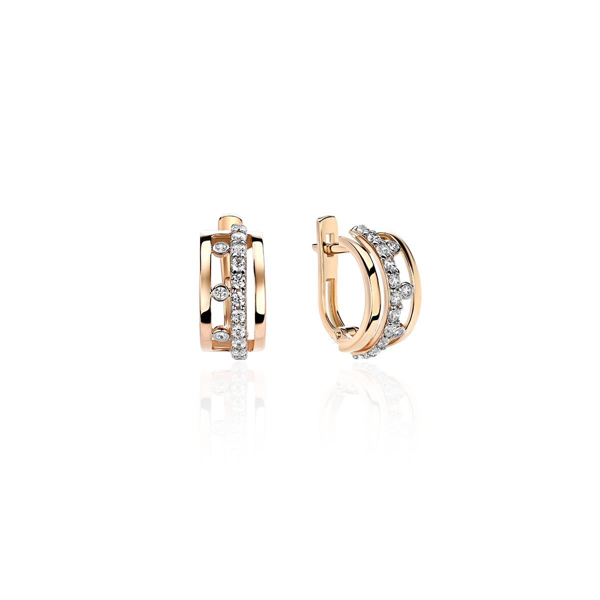 Серьги из красного золота 375 с фианитами 01С1113119SР