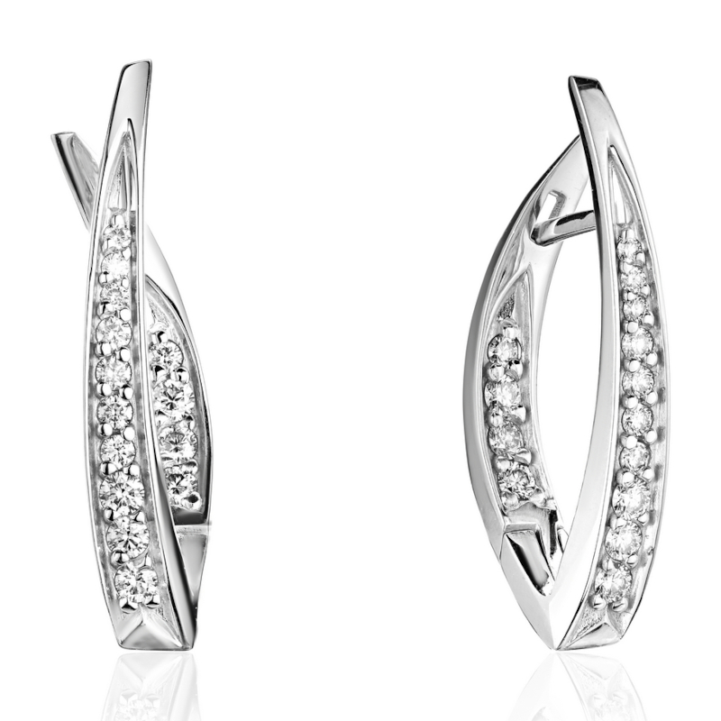 Серьги из белого золота 585 пробы с бриллиантами 01С622211