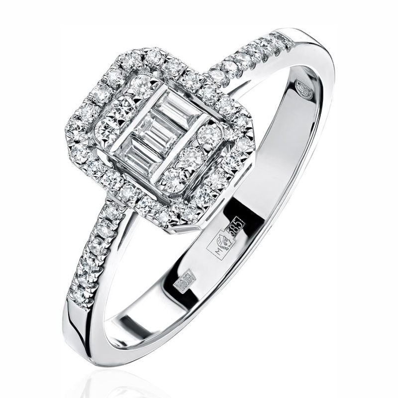 Кольцо из белого золота 585 пробы с бриллиантами 01К6215338