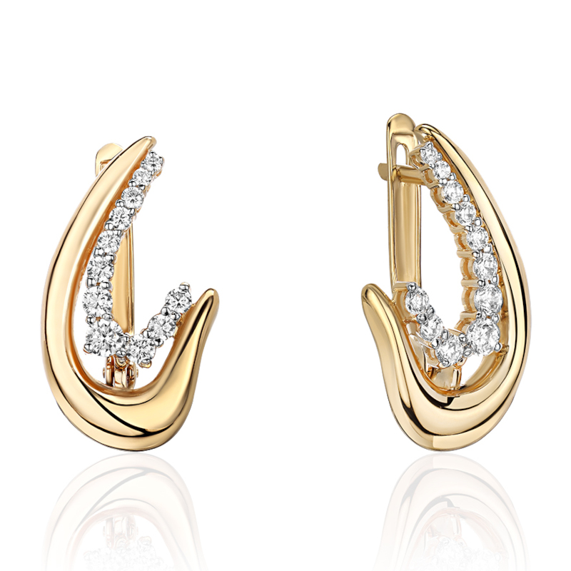 Серьги из желтого золота 585 пробы с фианитами 01С1316820Р