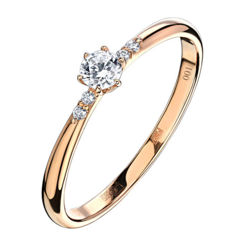 Кольцо из красного золота 585 пробы с фианитами 01К1113935