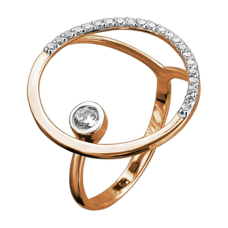 Кольцо из красного золота 585 пробы с фианитами 01К1113022Р