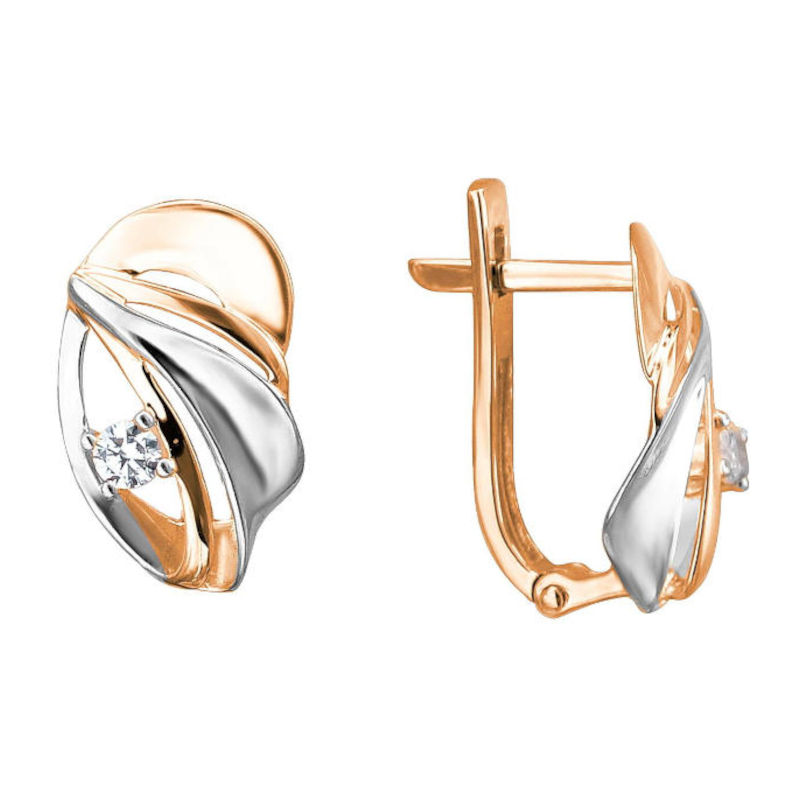 Серьги из красного золота 585 пробы с фианитами 01С1112982Р