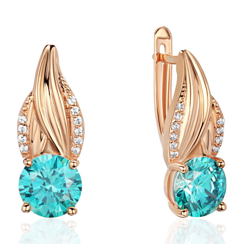 Серьги из красного золота 585 пробы с фианитами 01С2115349-1
