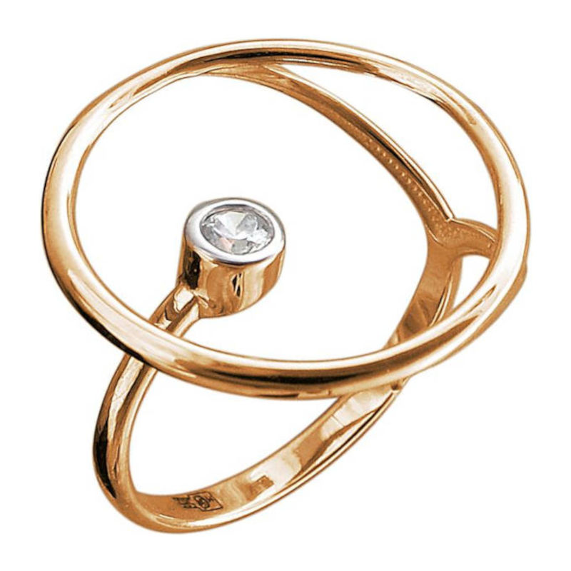 Кольцо из красного золота 585 пробы с фианитом 01К1113023Р